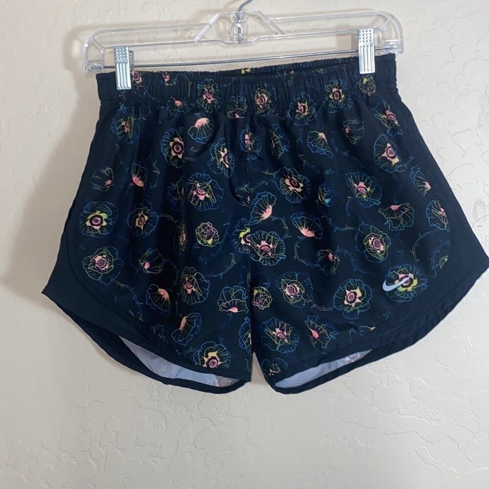 Nike dri fit black floral running shorts